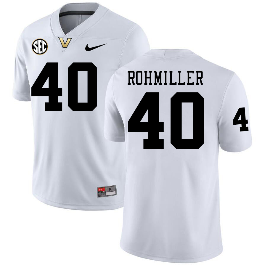 Mason Rohmiller Jersey, Vanderbilt Commodores #40 Mason Rohmiller Football Jersey, Uniforms-White Mason Rohmiller Jersey, Vanderbilt Commodores #40 Mason Rohmiller Football Jersey, Uniforms-White